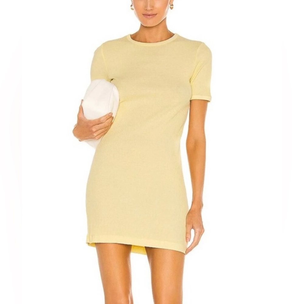 NWT JOHN ELLIOTT Cotton Rib Mini Dress In Pollen Size 0